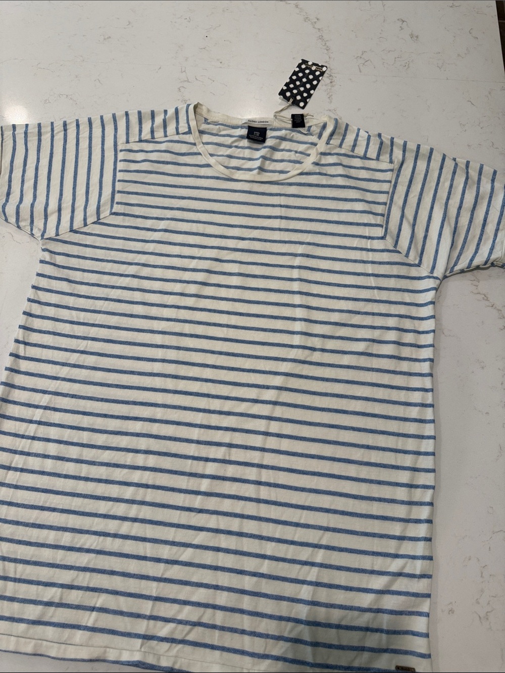 Scotch & Soda White and Light Blue Striped Short Sleeve Tee